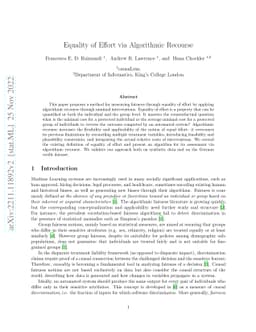 Equality of Effort via Algorithmic Recourse