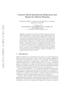 Contract-Based Specification Refinement and Repair for Mission Planning
