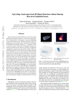 UpCycling: Semi-supervised 3D Object Detection without Sharing Raw-level
  Unlabeled Scenes