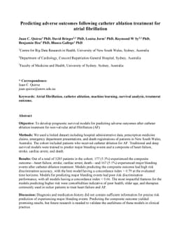 Predicting adverse outcomes following catheter ablation treatment for
  atrial fibrillation