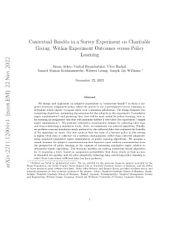 Contextual Bandits in a Survey Experiment on Charitable Giving:
  Within-Experiment Outcomes versus Policy Learning