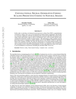 Convolutional Neural Generative Coding: Scaling Predictive Coding to
  Natural Images