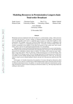 Modeling Resources in Permissionless Longest-chain Total-order Broadcast