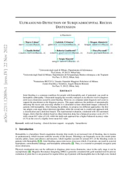 Ultrasound Detection of Subquadricipital Recess Distension