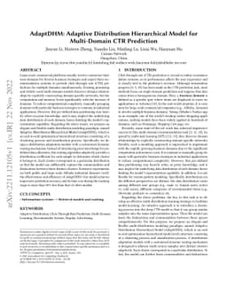 AdaptDHM: Adaptive Distribution Hierarchical Model for Multi-Domain CTR
  Prediction