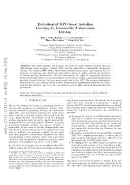 Evaluation of MPC-based Imitation Learning for Human-like Autonomous
  Driving