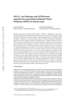 OLGA : An Ontology and LSTM-based approach for generating Arithmetic
  Word Problems (AWPs) of transfer type