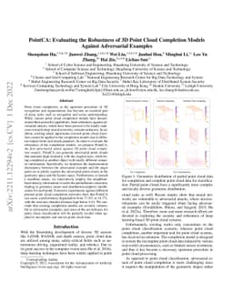 PointCA: Evaluating the Robustness of 3D Point Cloud Completion Models
  Against Adversarial Examples