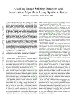Attacking Image Splicing Detection and Localization Algorithms Using
  Synthetic Traces