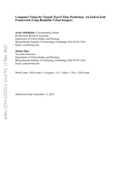 Computer Vision for Transit Travel Time Prediction: An End-to-End
  Framework Using Roadside Urban Imagery