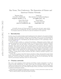 One Venue, Two Conferences: The Separation of Chinese and American
  Citation Networks