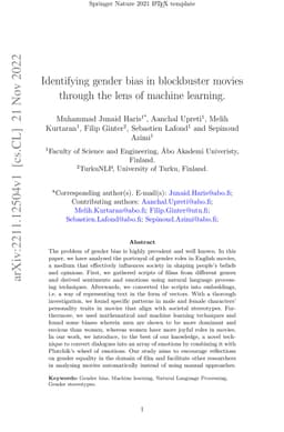 Identifying gender bias in blockbuster movies through the lens of
  machine learning