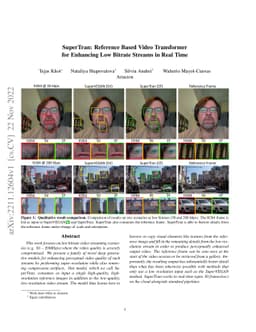 SuperTran: Reference Based Video Transformer for Enhancing Low Bitrate
  Streams in Real Time
