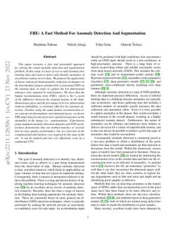 FRE: A Fast Method For Anomaly Detection And Segmentation