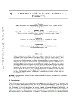 Quality Assurance in MLOps Setting: An Industrial Perspective