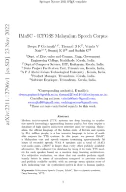IMaSC -- ICFOSS Malayalam Speech Corpus