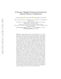 A Dynamic Weighted Federated Learning for Android Malware Classification