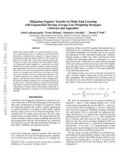 Mitigating Negative Transfer in Multi-Task Learning with Exponential
  Moving Average Loss Weighting Strategies