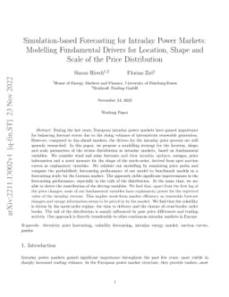 Simulation-based Forecasting for Intraday Power Markets: Modelling
  Fundamental Drivers for Location, Shape and Scale of the Price Distribution