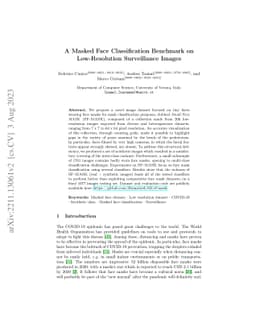 A Masked Face Classification Benchmark on Low-Resolution Surveillance
  Images