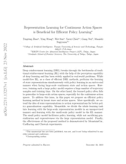 Representation Learning for Continuous Action Spaces is Beneficial for
  Efficient Policy Learning