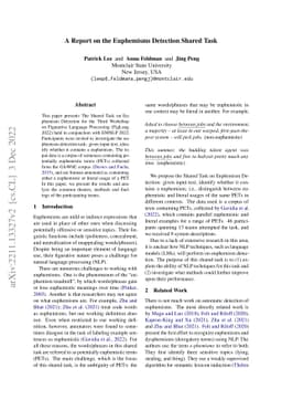 A Report on the Euphemisms Detection Shared Task