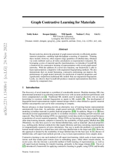 Graph Contrastive Learning for Materials