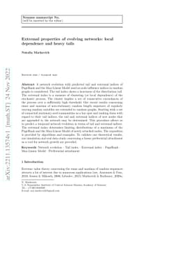 Extremal properties of evolving networks: local dependence and heavy
  tails