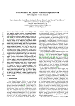 Seeds Don't Lie: An Adaptive Watermarking Framework for Computer Vision
  Models