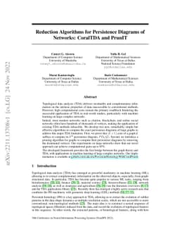 Reduction Algorithms for Persistence Diagrams of Networks: CoralTDA and
  PrunIT