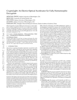 CryptoLight: An Electro-Optical Accelerator for Fully Homomorphic
  Encryption