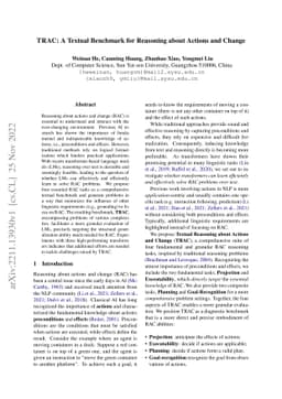 TRAC: A Textual Benchmark for Reasoning about Actions and Change