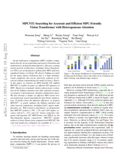 MPCViT: Searching for Accurate and Efficient MPC-Friendly Vision
  Transformer with Heterogeneous Attention