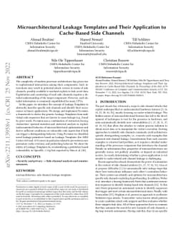 Microarchitectural Leakage Templates and Their Application to
  Cache-Based Side Channels