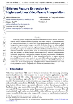 Efficient Feature Extraction for High-resolution Video Frame
  Interpolation