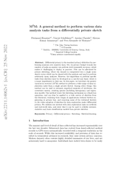 M$^2$M: A general method to perform various data analysis tasks from a
  differentially private sketch