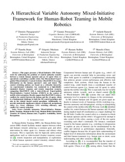 A Hierarchical Variable Autonomy Mixed-Initiative Framework for
  Human-Robot Teaming in Mobile Robotics
