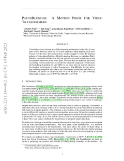 PatchBlender: A Motion Prior for Video Transformers