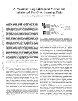 A Maximum Log-Likelihood Method for Imbalanced Few-Shot Learning Tasks