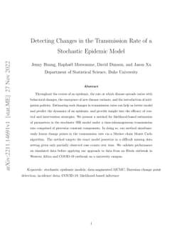 Detecting Changes in the Transmission Rate of a Stochastic Epidemic
  Model