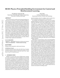 BEAR: Physics-Principled Building Environment for Control and
  Reinforcement Learning