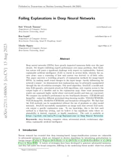 Foiling Explanations in Deep Neural Networks