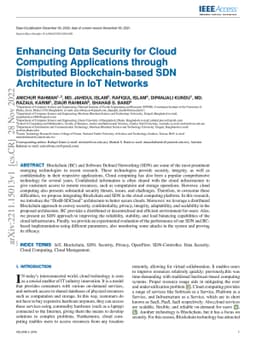 Enhancing Data Security for Cloud Computing Applications through
  Distributed Blockchain-based SDN Architecture in IoT Networks