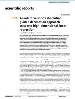 An adaptive shortest-solution guided decimation approach to sparse
  high-dimensional linear regression