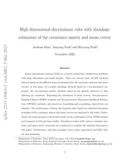 High dimensional discriminant rules with shrinkage estimators of the
  covariance matrix and mean vector