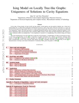 Ising Model on Locally Tree-like Graphs: Uniqueness of Solutions to
  Cavity Equations