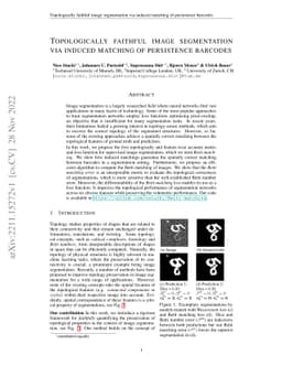Topologically faithful image segmentation via induced matching of
  persistence barcodes