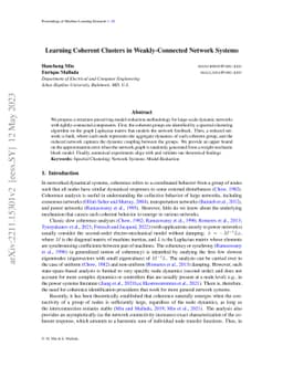 Learning Coherent Clusters in Weakly-Connected Network Systems