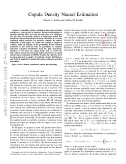 Copula Density Neural Estimation