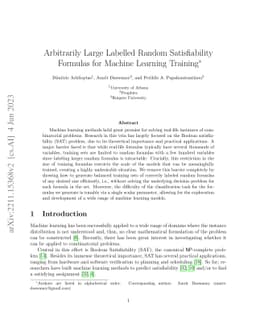 Arbitrarily Large Labelled Random Satisfiability Formulas for Machine
  Learning Training